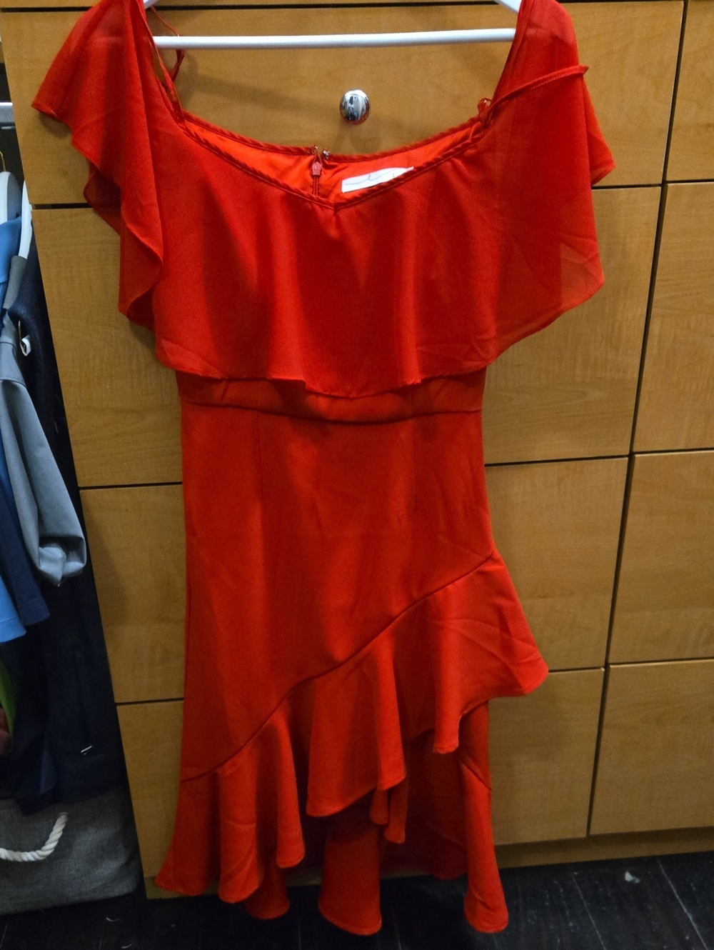 Red High-Low Ruffle Dress